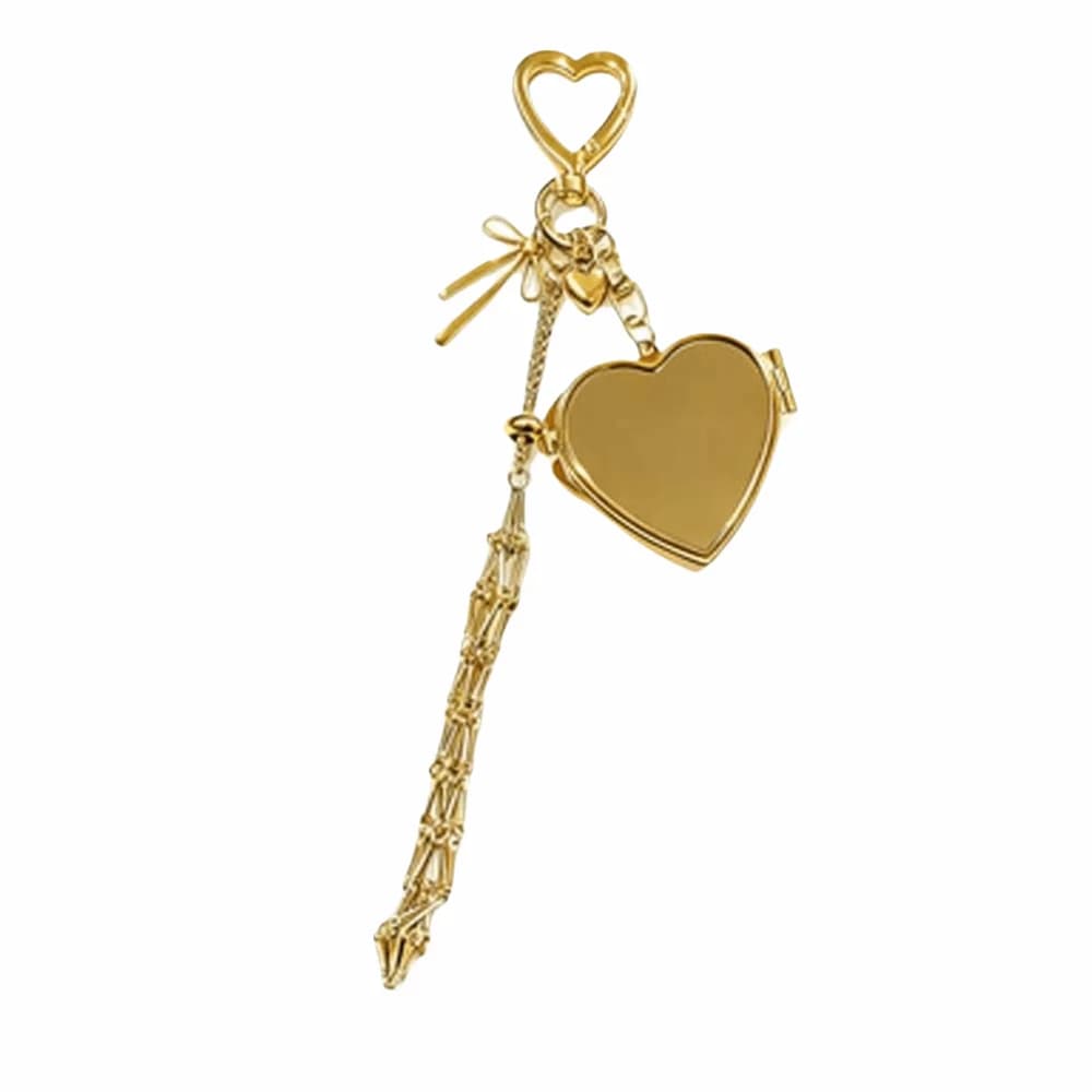Portable Net Pocket Lipstick Bag Keychain Mini Hollow Metal Mesh Bag Key Chain Golden Y2K Lipstick Cover Key Ring Universal