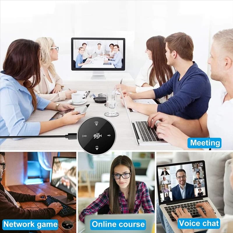 Microfono per conferenze ABGI-USB con altoparlante, per riunioni Zoom, chiamate vocali, microfono per computer omnidirezionale per laptop