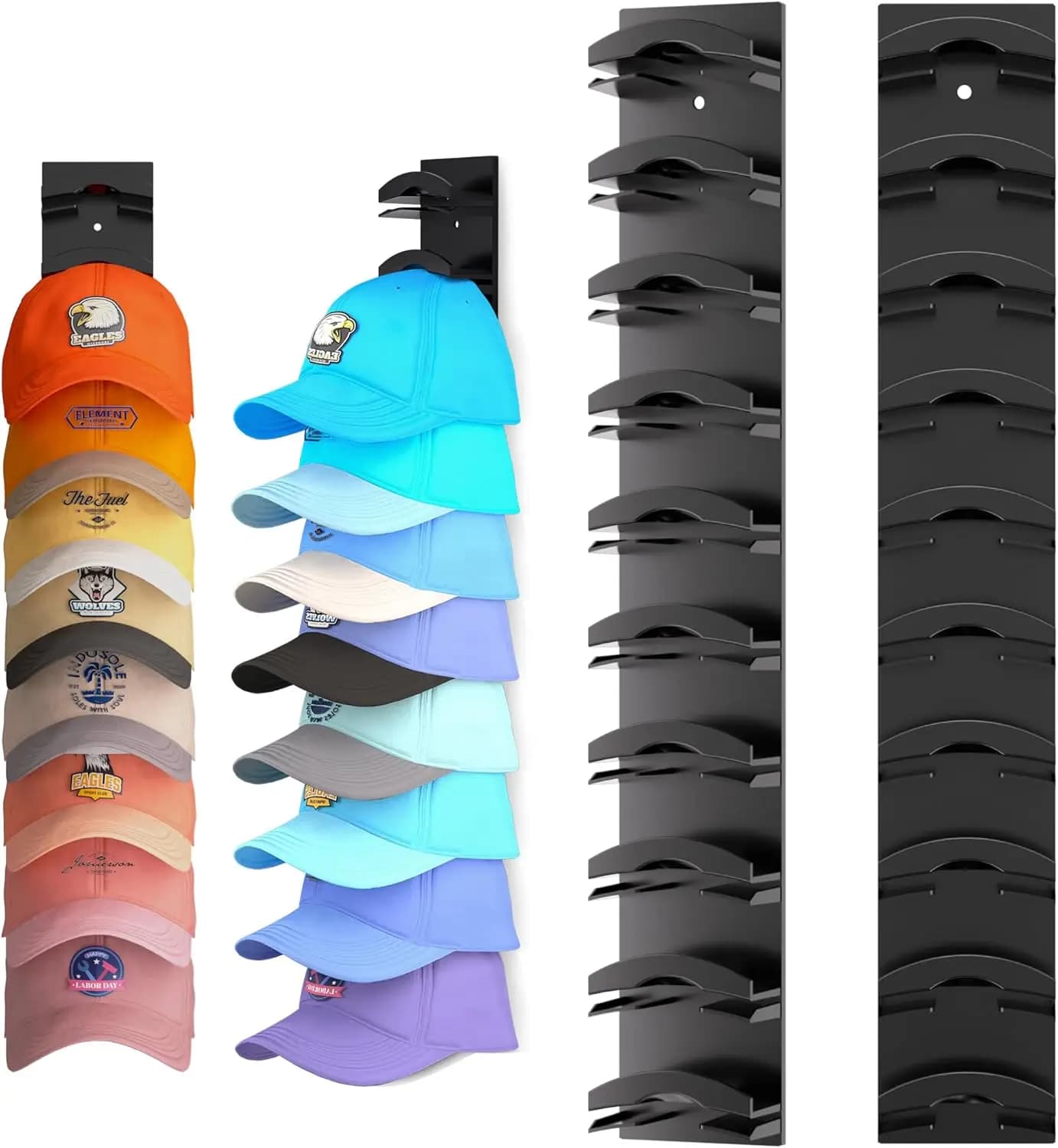 Hat Organizer for Baseball Caps 2Pack, Hat Rack for Wall with Strong Adhesive Hold up to 20 Hats, Hat Hanger Holder Display for