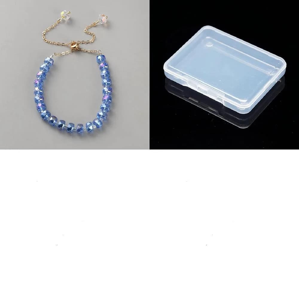 1Pc Faceted Glass Beads Slider Bracelets with Golden Iron Findings Blue 11-3/8 inch(29cm)