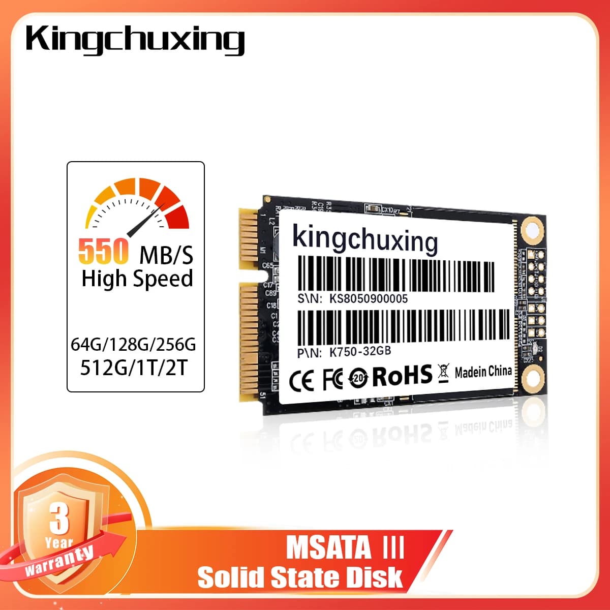 Kingchuxing Msata Ssd 256gb 512gb Msata Ssd 2TB 1tb Dischi rigidi Disco rigido Ssd interno SSD42815