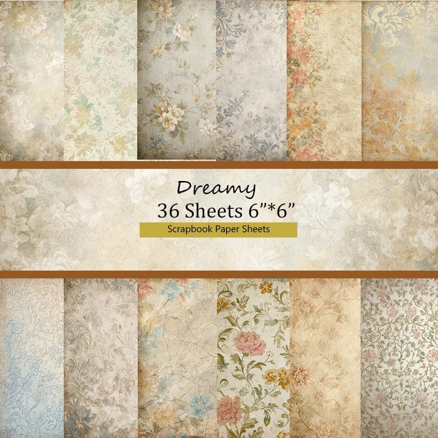 6"x6" Scrapbook Paper Set (36 Sheets): Metallic - Accented Prints for Scrapbooking, Origami & Planner Embellishment.