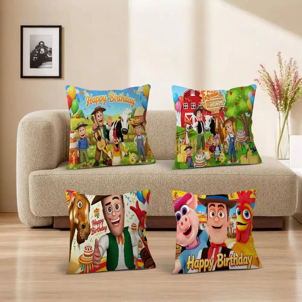 La Granja De Zenon Green Grass Farm Barn Animal Tractor Cuscino Decorativo per Casa Ufficio Camera da Letto Divano Auto Fodera per Cuscino 45x45