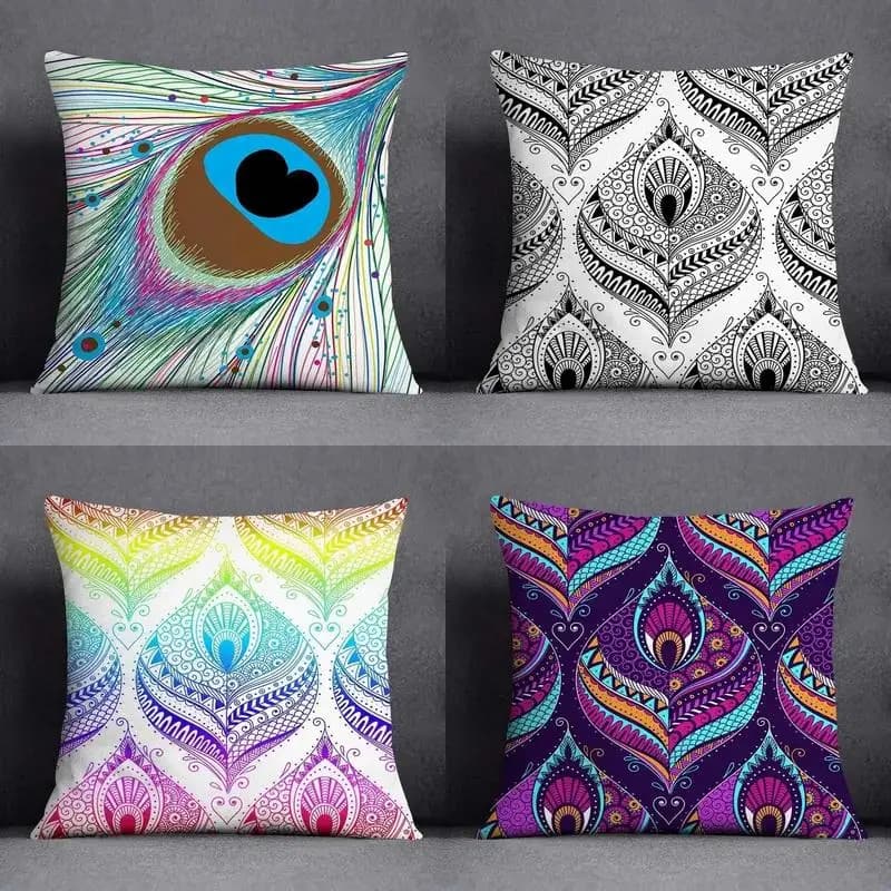 Colorful Ethnic Pattern Digital Printed Pillowcases Pattern Cushion Cover Suitable For Sofa Bedroom Car Pillow Cover