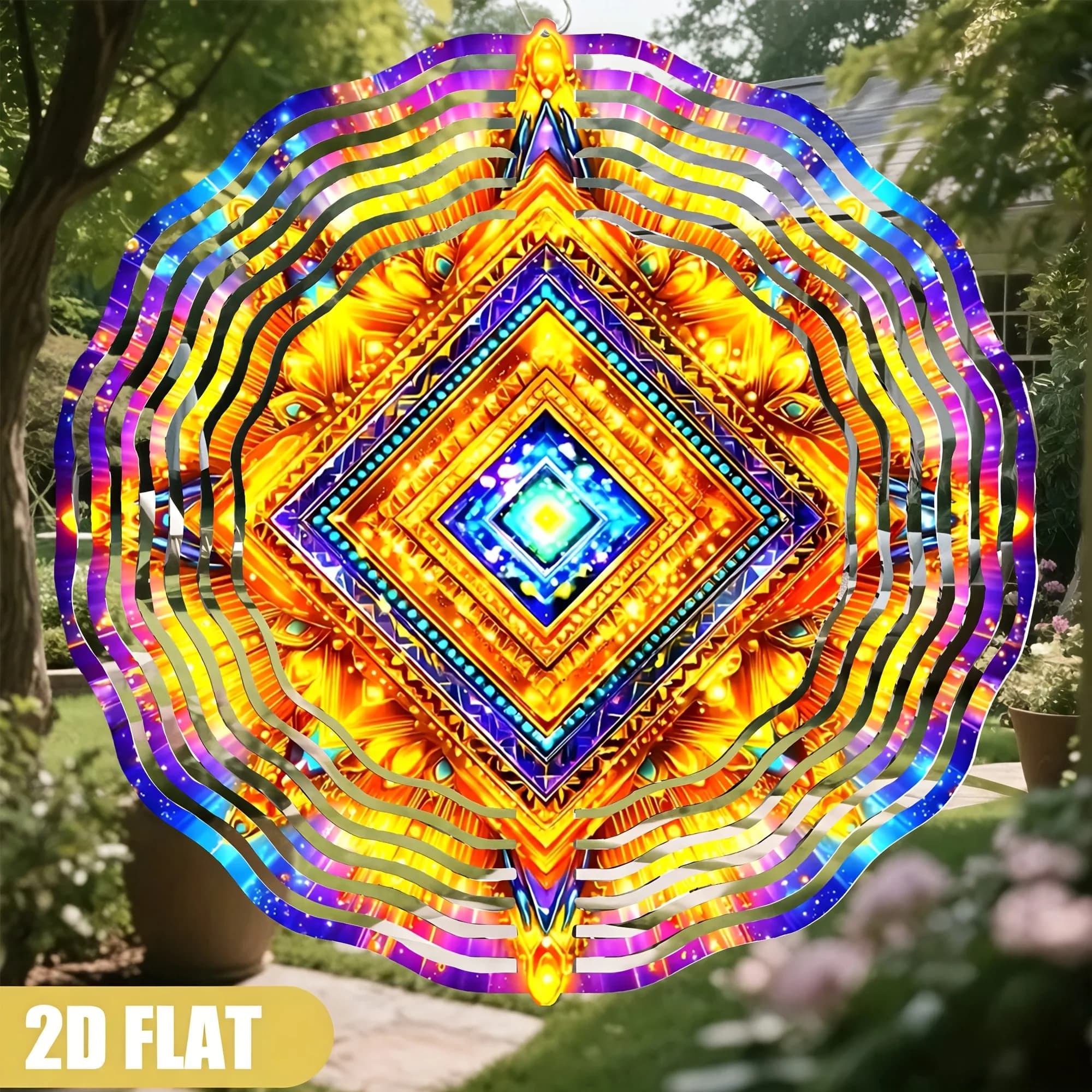 Modern Geometric Rhombus Wind Chimes with Dazzling Kaleidoscope Patterns, Suitable for Outdoor Garden Courtyard Decoration
