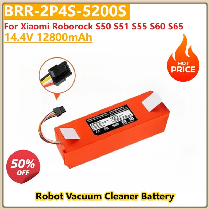 Nuova Batteria di Ricambio BRR-2P4S-5200S 14.4V 12800mAh Robot Aspirapolvere Per Xiaomi Roborock S50 S51 S55 S60 S65