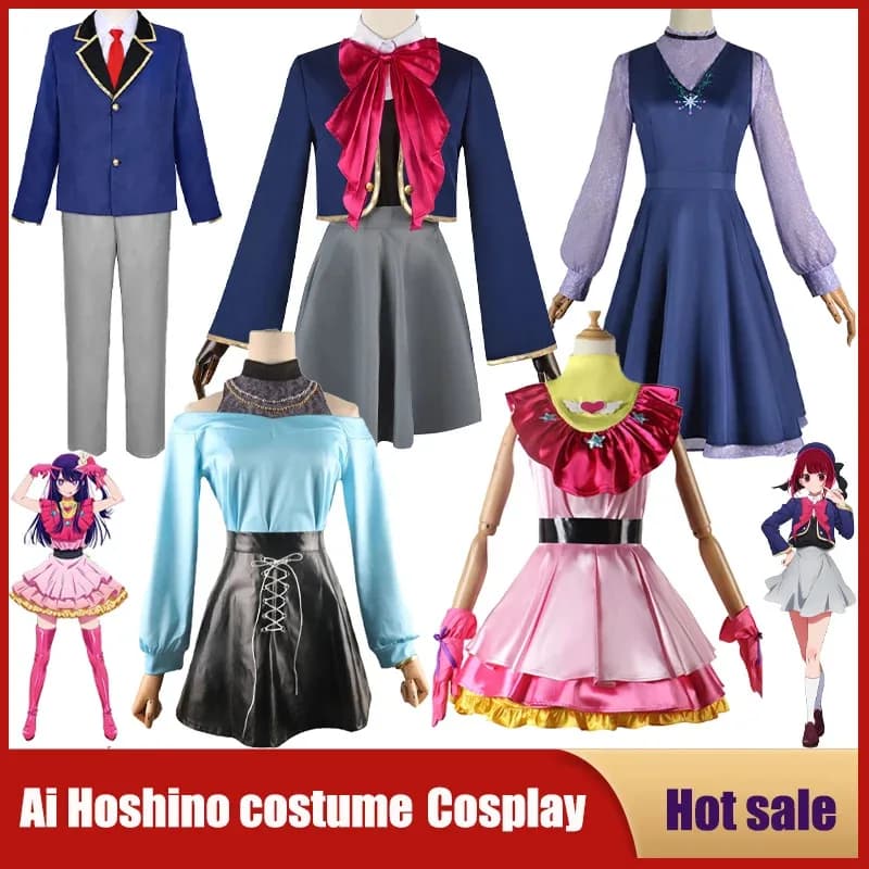 Anime Oshi No Ko Cosplay Ai Hoshino Ruby Akuamarin Arima Kana Costume Parrucca Rosa Lolita Vestito Gonna di Scena Halloween Party Outfit