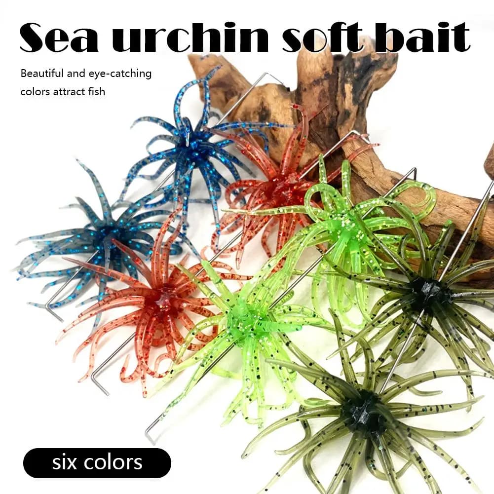 Esca Morbida Galleggiante in Silicone a Forma di Riccio Marino con Punte in TPR per la Pesca a Drop Shot di Spigola, Persico e Luccio in Acqua Salata