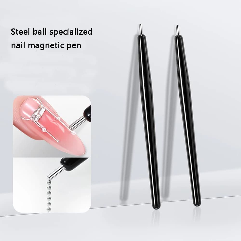 1/2pcs Nail Art Penna magnetica per sfera in acciaio di aspirazione Magnete per manicure Forte Lodestone Cat Eye Gel UV Strumento per unghie Strumenti magnetici per unghie