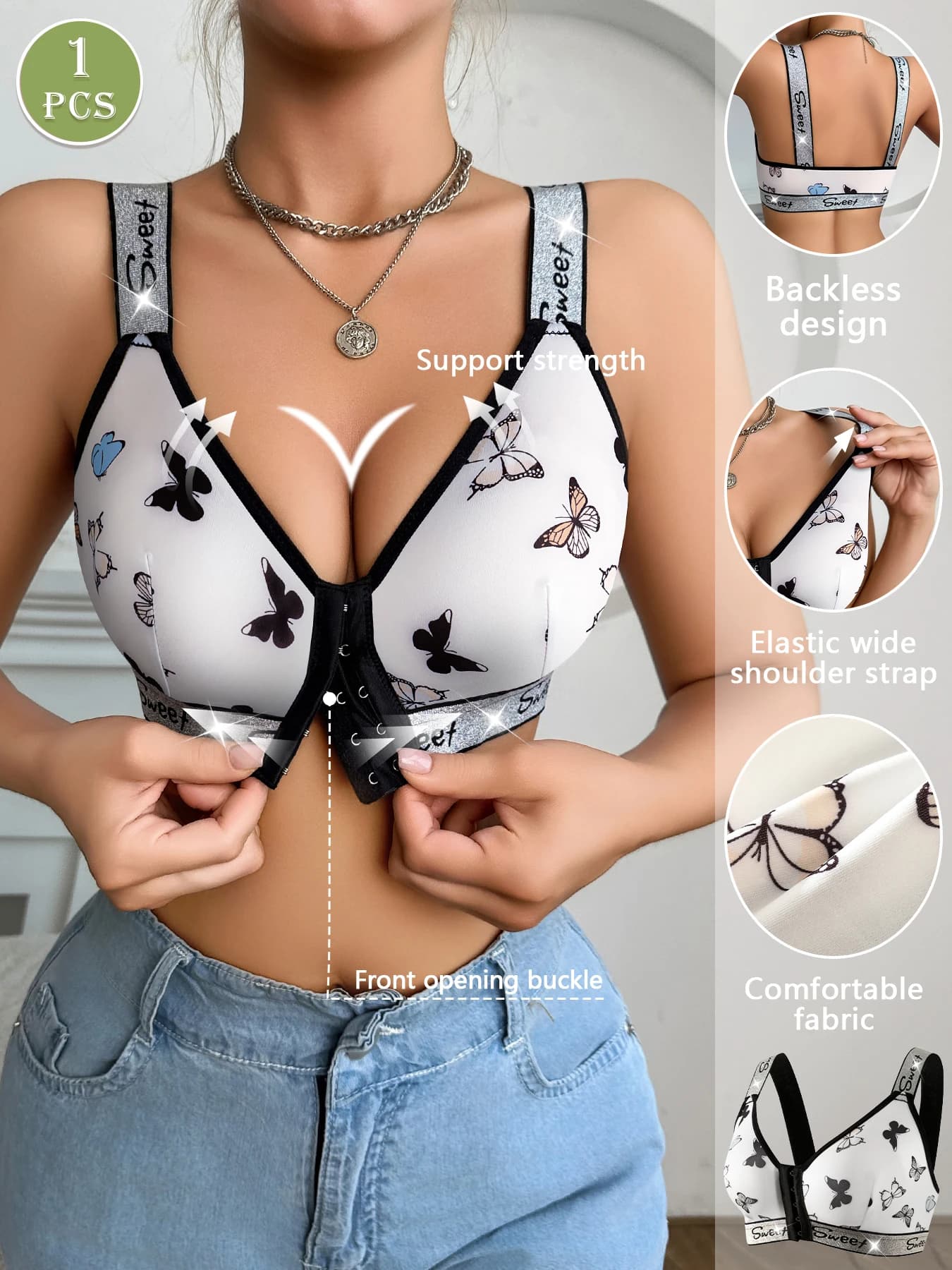 Reggiseno da donna morbido e confortevole da indossare ogni giorno con chiusura frontale da 1 pezzo