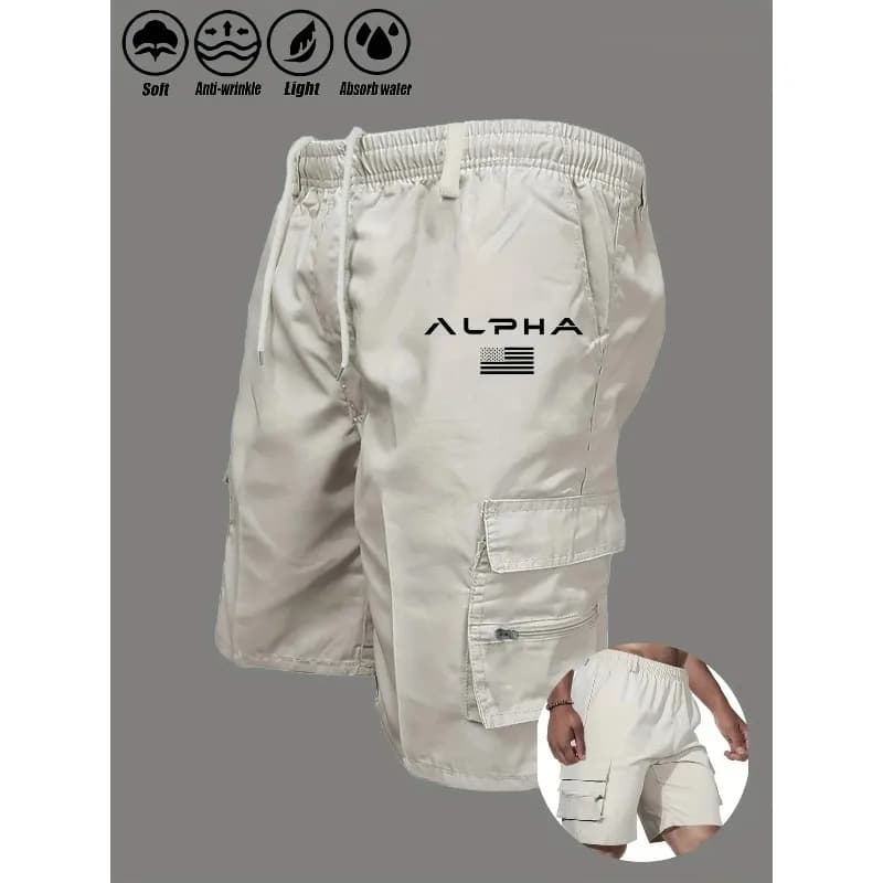 Men's summer workwear shorts elastic waist cycling shorts multi pocket loose work shorts outdoor sports and leisure shorts