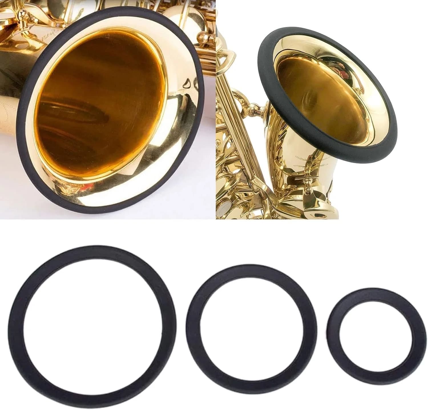 Saxophone Mute Rings for Baritone,Alto,Soprano Saxophones, Saxophone Mute Silencer,Along with Bell Protection Covers And Pads