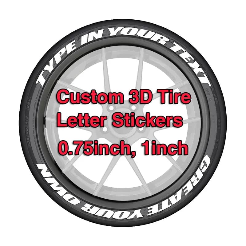 Adesivi per Pneumatici Auto, Lettere 3D Personalizzate, Adesivi PVC Universali per Tuning, Decalcomanie per Ruote Auto, Lettere S=0,75 pollici, M=1 pollice