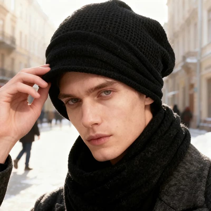 Berretto invernale oversize slouchy Cappello caldo lavorato a maglia di lana per uomo e donna Accogliente elastico antivento per sci Gite all'aperto