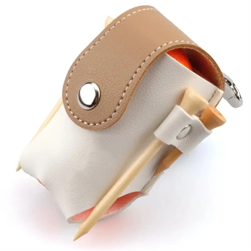 Mini Golf Ball Waist Bag Waterproof 2 Balls Golf Belt Bag Metal Buckle PU Leather Golf Ball Container Golf Course