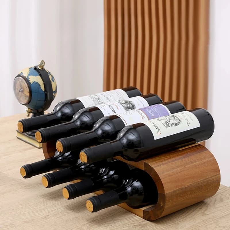Double layer red wine display piece in solid wood display for modern red wine and minimalist table display for red wine