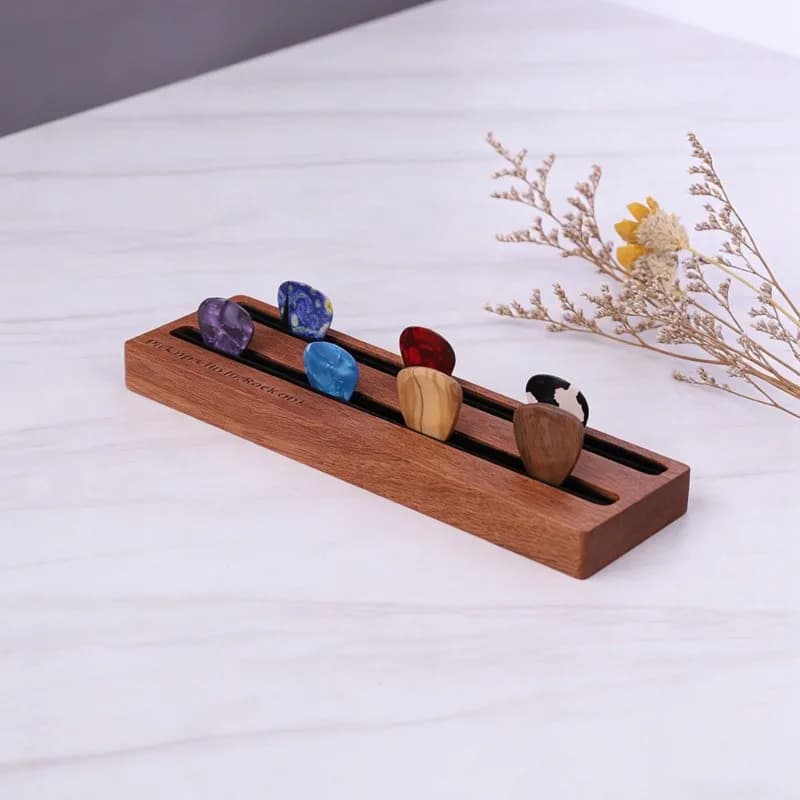 【GRANDE SCONTO】Scatola porta plettri in legno - Custodia porta plettri a doppia fila per accessori per chitarra acustica ed elettrica