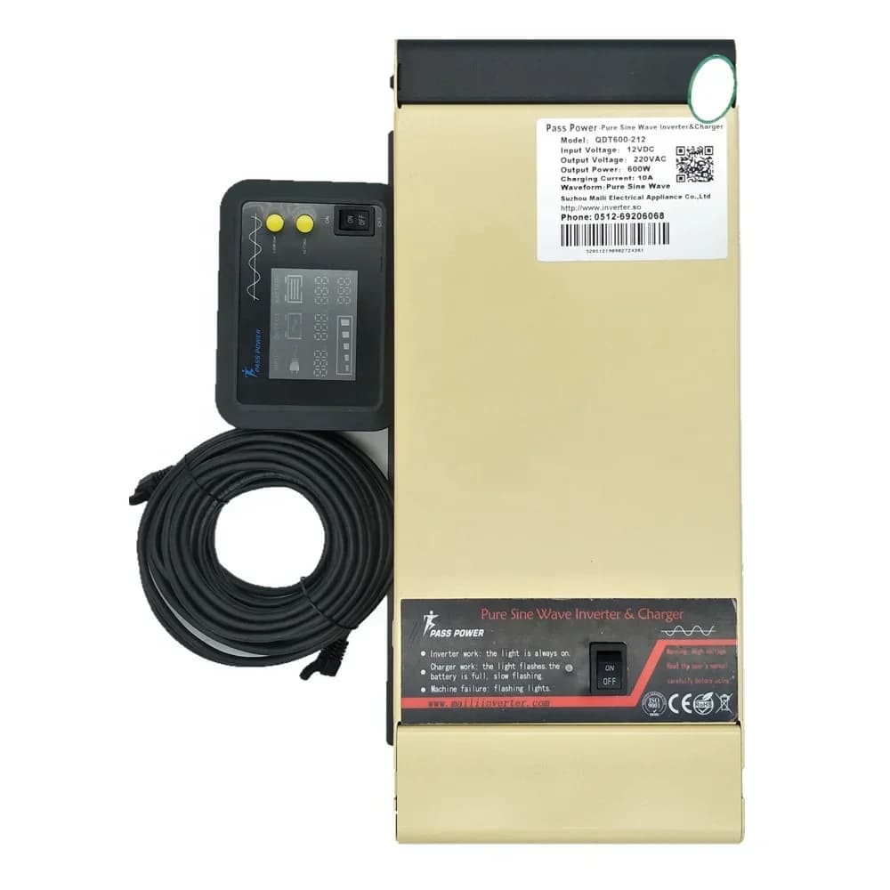 Inverter solare ibrido da 800W a bassa frequenza, off-grid, da 12V/24V a 110V/220V con caricatore e pannello LCD