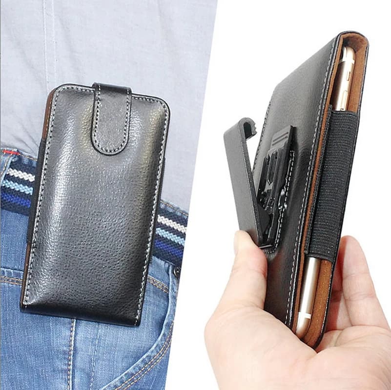Marsupio con clip da cintura per Samsung S26 S25 S24 S23 S22 Custodia in vera pelle da uomo con fondina magnetica per iPhone 17 16 15 14 13