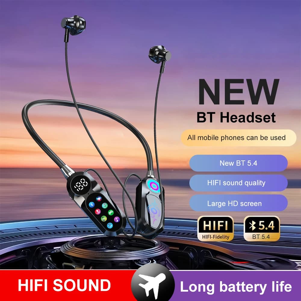 Auricolari wireless Bluetooth da appendere al collo, orecchio sospeso, scheda SD stereo, inserimento, musica sportiva, cuffie da corsa per iPhone Xiaomi