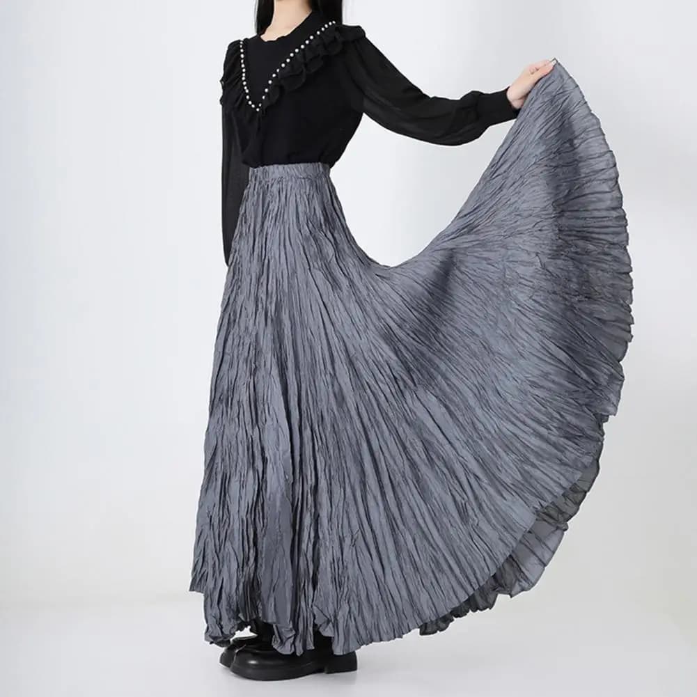 Gonna lunga a pieghe da donna Gonna lunga elastica a vita alta con design a pendolo super grande Gonna da ballo a pieghe Gonne larghe alla moda