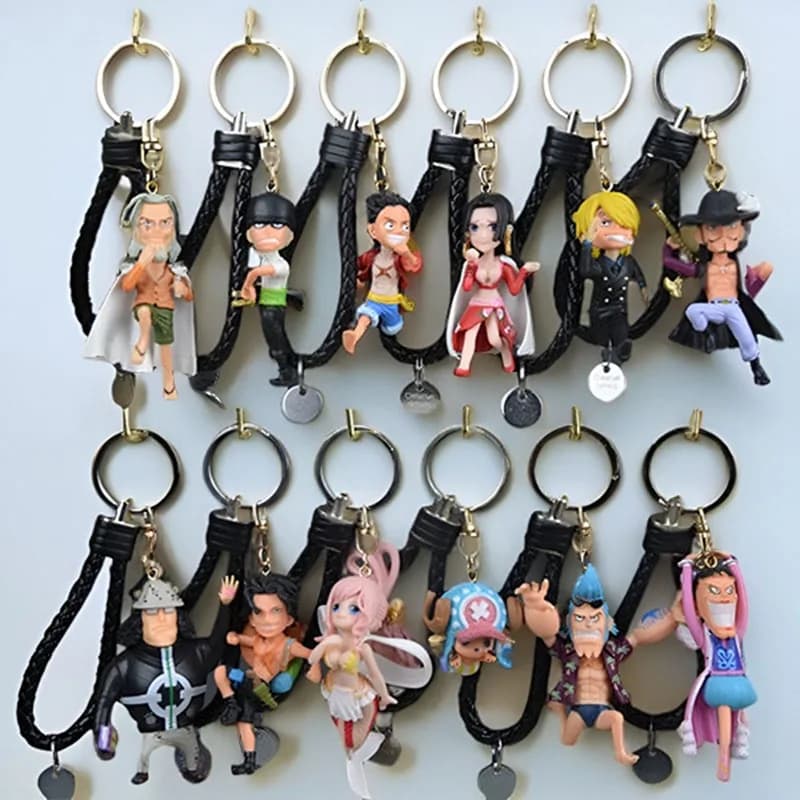 One Piece Figura Portachiavi Cartoon Monkey D Luffy Cartoon Toys Ornament Key Bag Roronoa Zoro Portachiavi per auto Regali di compleanno per bambini