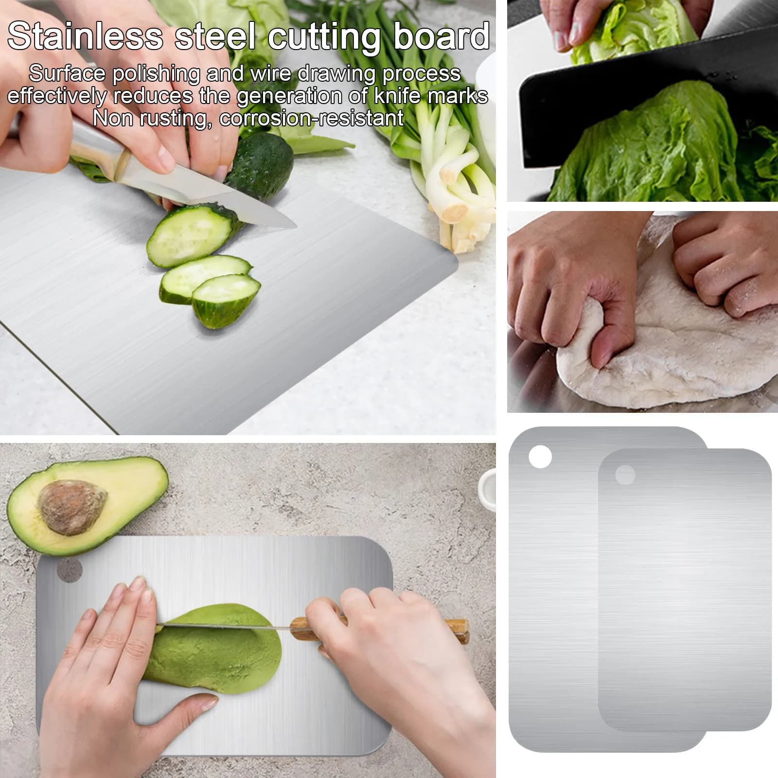 Stainless Steel Portable Cutting Machine for Kitchen, Double Sided Cutting for Food, Titanium Tagliere for Open Kitchen