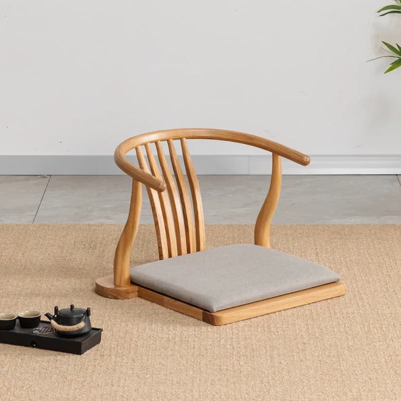 Unique Japanese Style Floor Chair Legless Tatami Armchair with Soft Cushion for Living Room Accent and Meditation Space