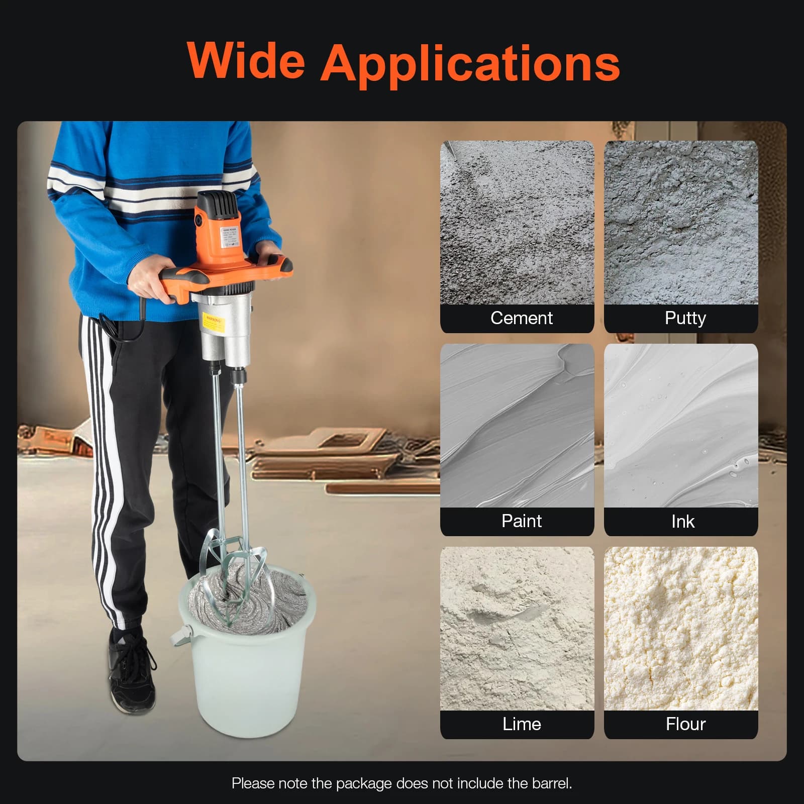 1800 W Dual-steel mortar mixer Portable activator Electric mixer for concrete and concrete Mixer for mortar