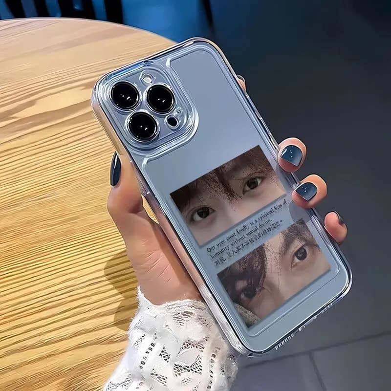 Fashionable aesthetic Eye English Phone Case For iPhone 17 15 14 13 12 11ProMax XR XS MAX 8PLUS MINI INS Transparent Cover