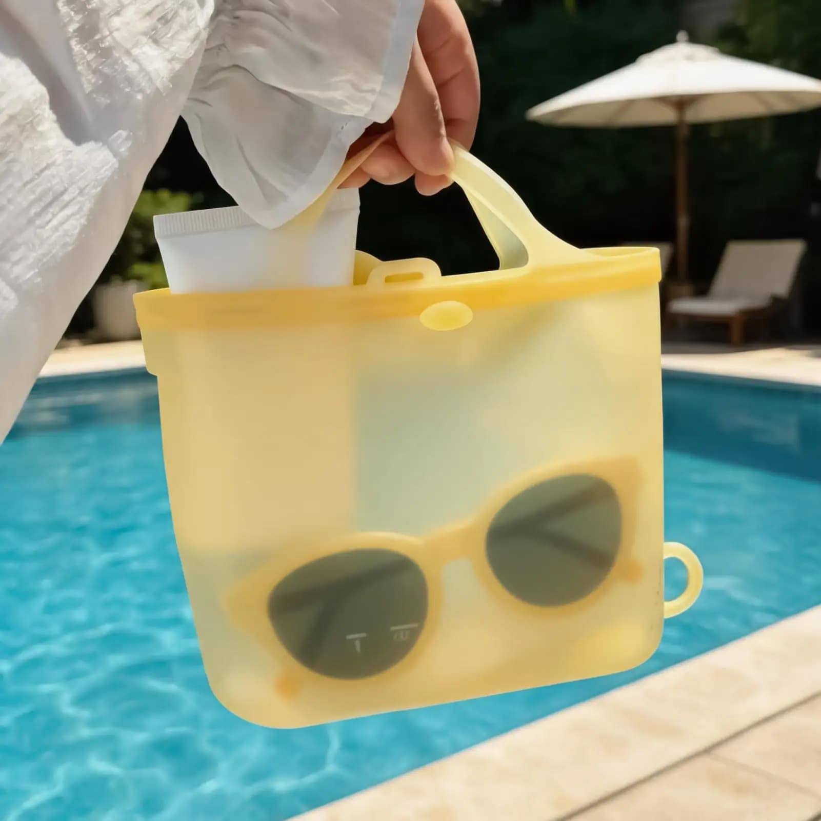 Swim Bag Silicone Large Capacity Washable Reusable Tote Wet Clothes Bag for Pool Travel Gym Camp Shower Daycare Towel Sunscreen