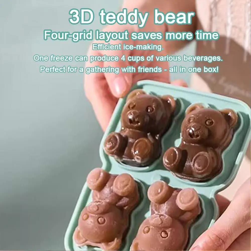 Stampo per Ghiaccio in Silicone a Forma di Orso, Vassoio per Cubetti di Ghiaccio a 8 Scomparti, Contenitore per Snack per Feste
