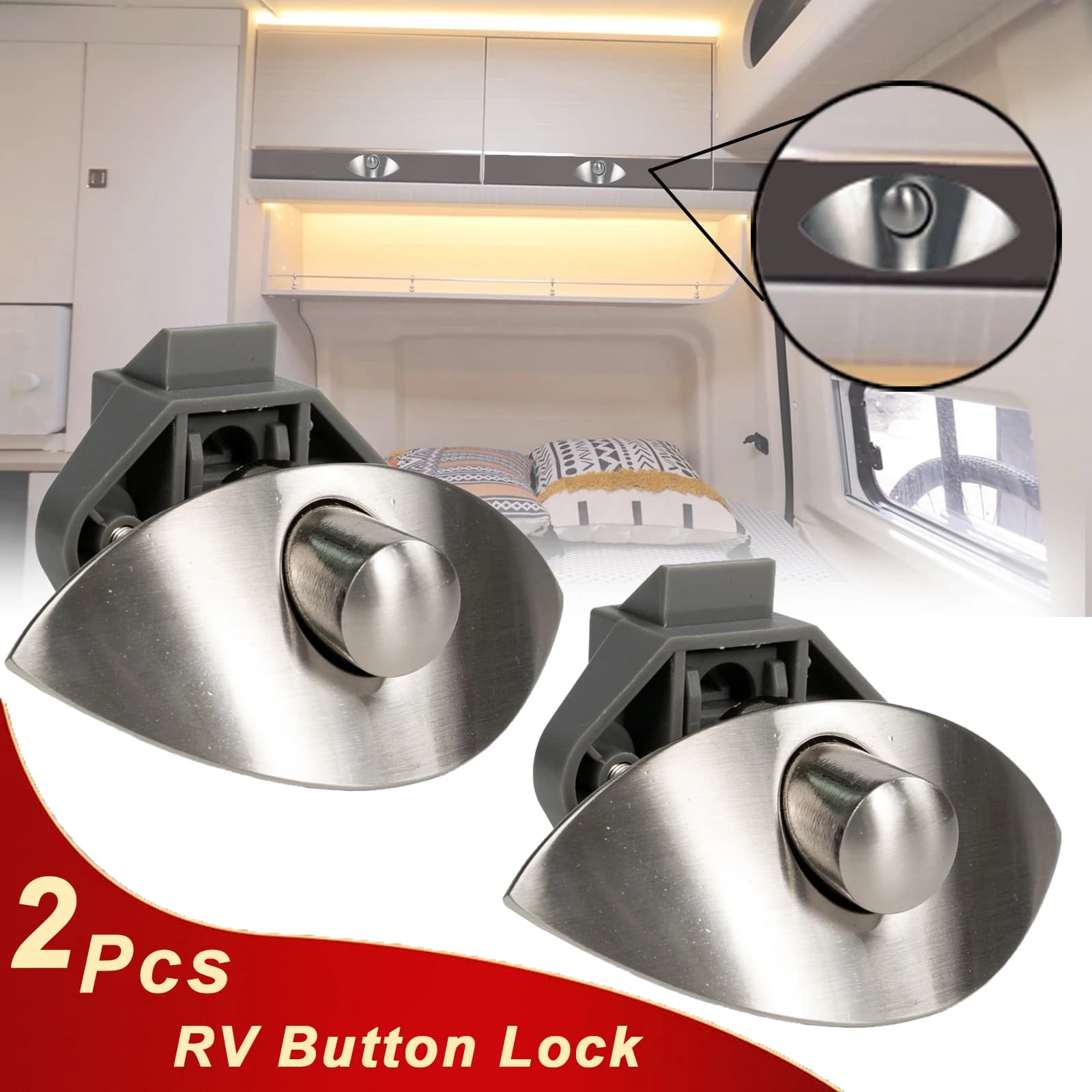 2X Caravan in lega di zinco mezza luna pulsante di bloccaggio serratura armadio maniglia della porta barca RV armadietto cassetto Push Latch serratura mobili