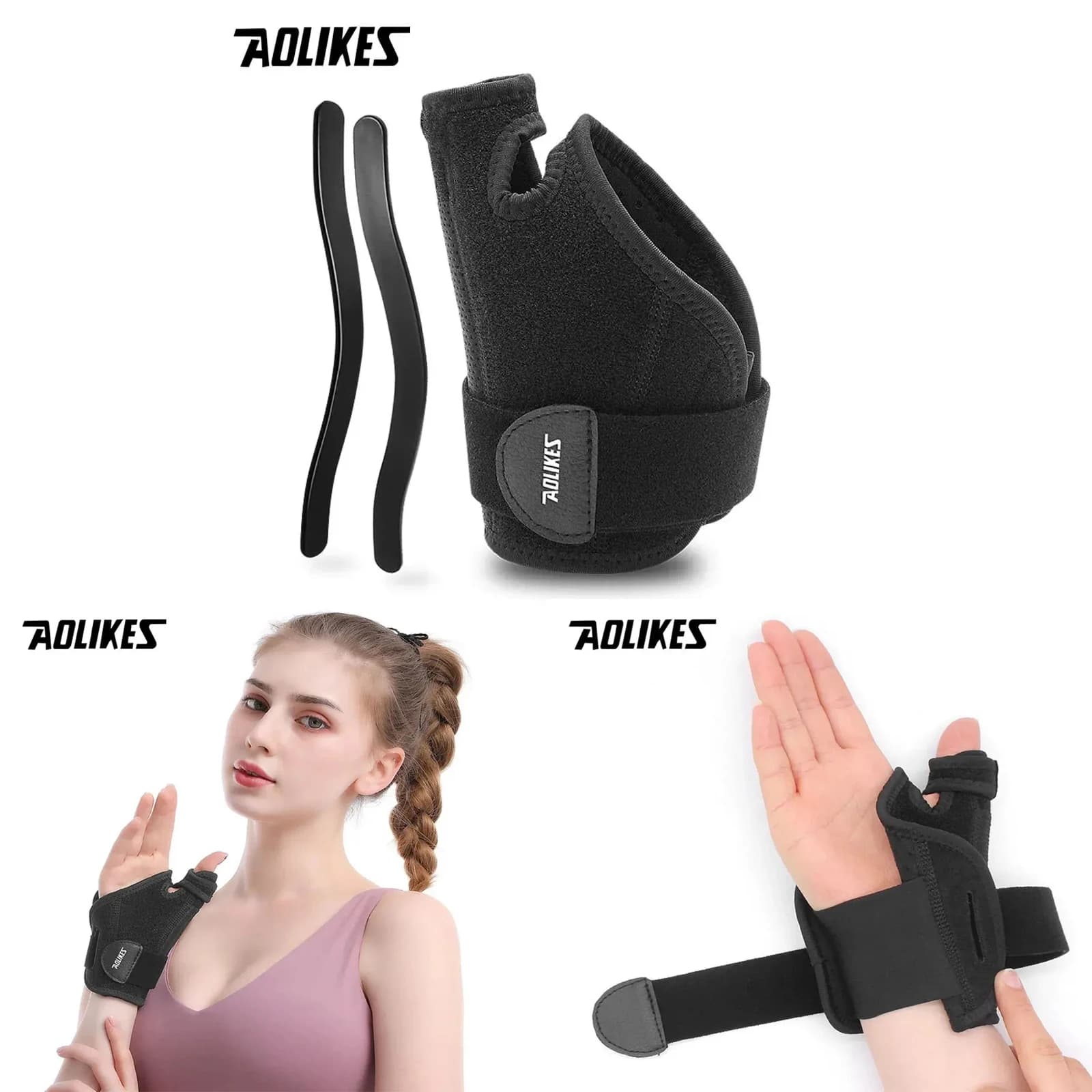 AOLIKES 1PCS Stabilizzatore da polso per distorsioni Tendinite Tutore da polso Tutore per pollice con supporto per scanalature del pollice per uomini e donne