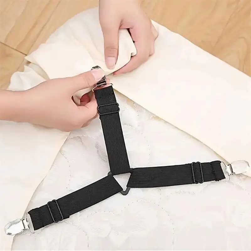 4Pcs Universal Bed Sheet Fixed Holder Three-way Adjustable Crisscross Fastener Straps Kits Non-Slip Sofa Cover Clips