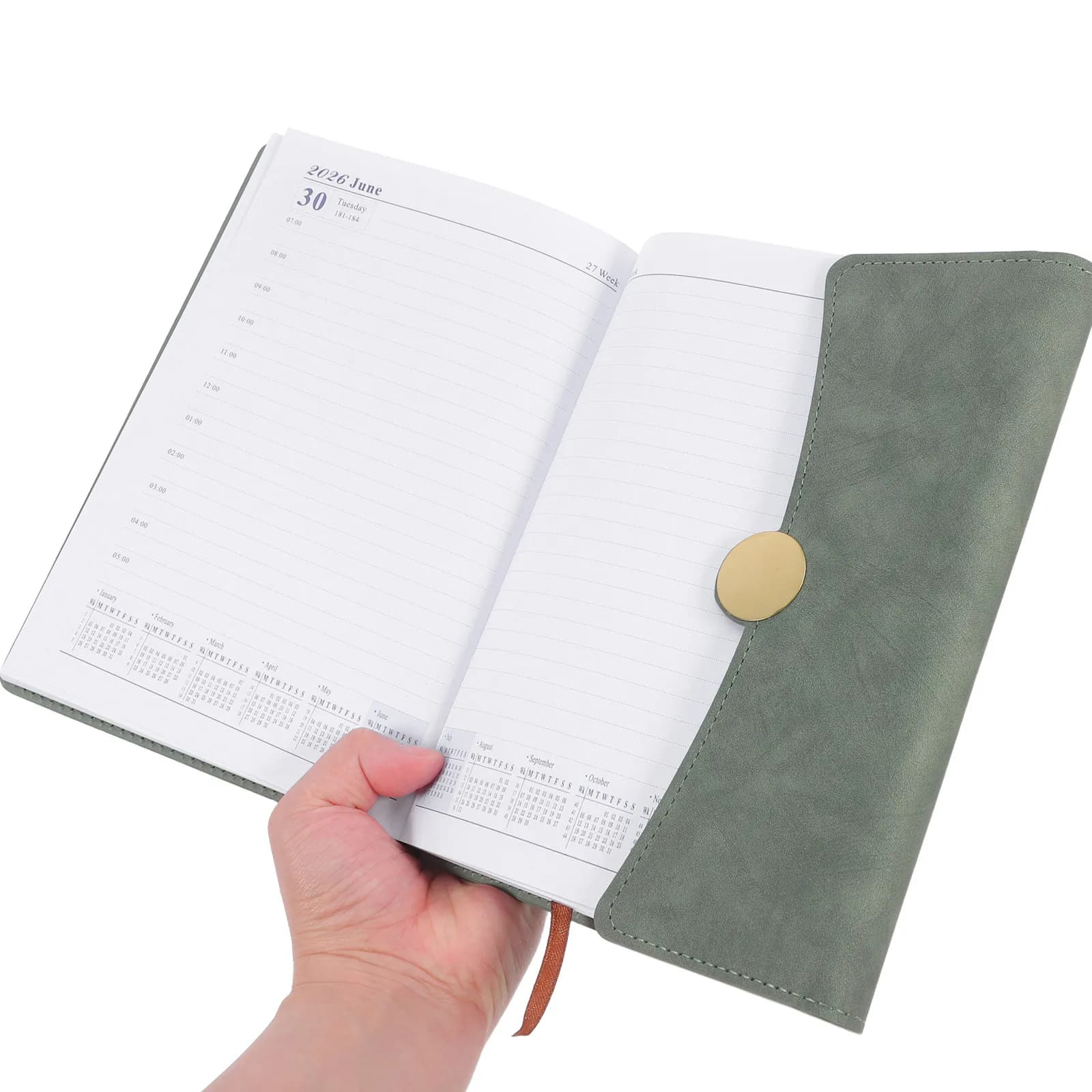 Agenda A5 con Copertina in PU, Taccuino Giornaliero, Settimanale e Mensile con Indice e Segnalibri, Design Compatto per Uomini, Donne e Studenti