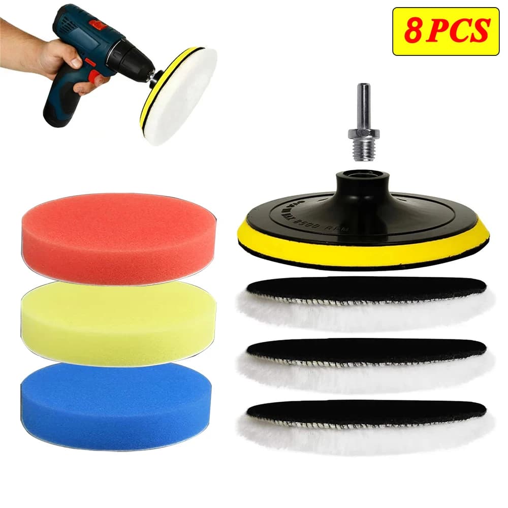 5/8 Pz 7/6/5 Pollici Kit di Lucidatura Tampone di Lucidatura Auto Ceretta Spugna Disco Ruota di Lana per Auto Corpo Bellezza Lucidatore Lavaggio Auto gadget