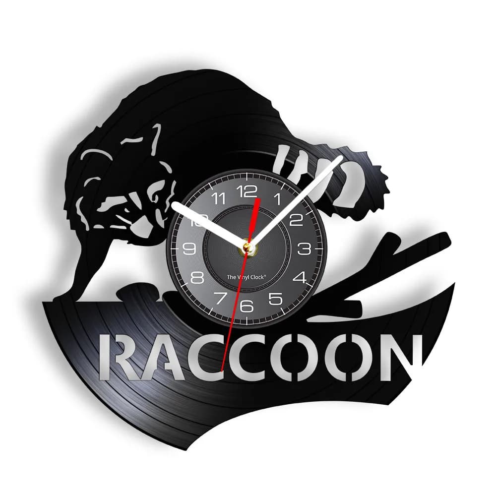 Woodland Animal of Procion Wall Art Complements Arredo Home Wall Clock Racoon Woodland Vinile Record Clock Kid Children's room Procione Wall Decoration