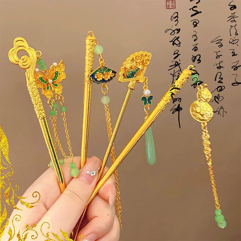 New Chinese style ancient style fork fork old style high-end fork nappa braided hair step Hanfu accessories fork hair