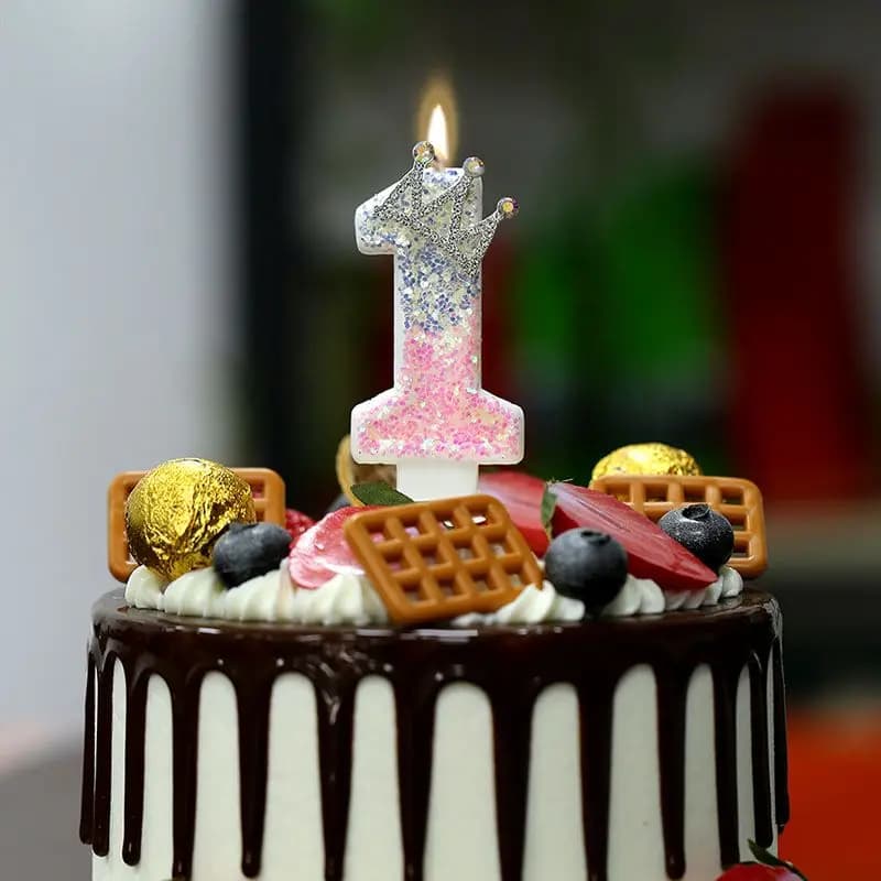 Creative Crown Digital Candles, Birthday Cake Decorations Princess Adult Crown Party Children's Yearly Cakes Decorations