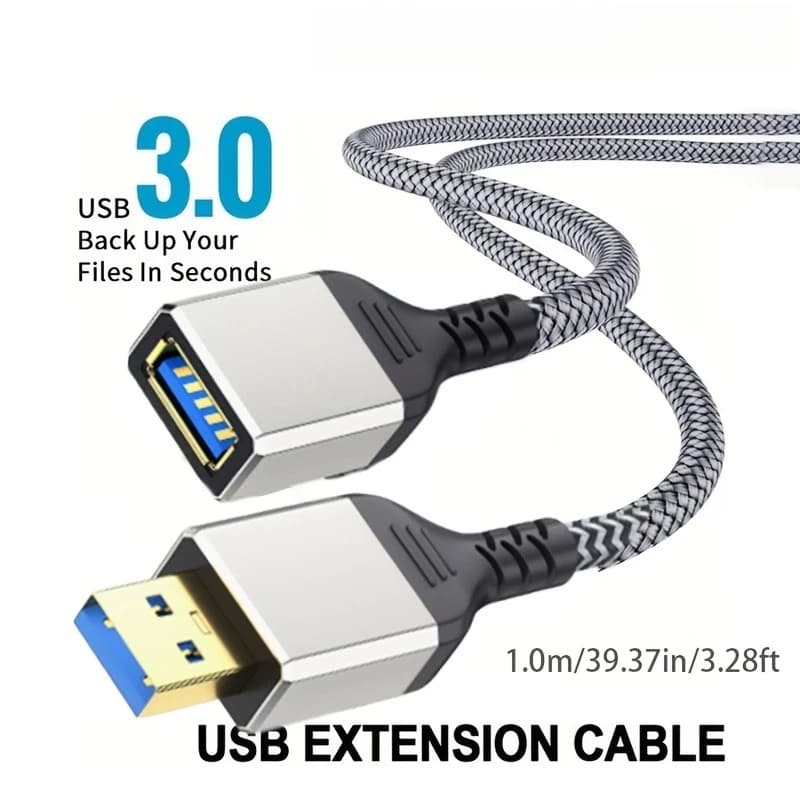 10FT USB 3.0 Extension Cable High Speed Data Transfer Male to Female Extender Cord For Camera Keyboard Hard Drive Printer Gray