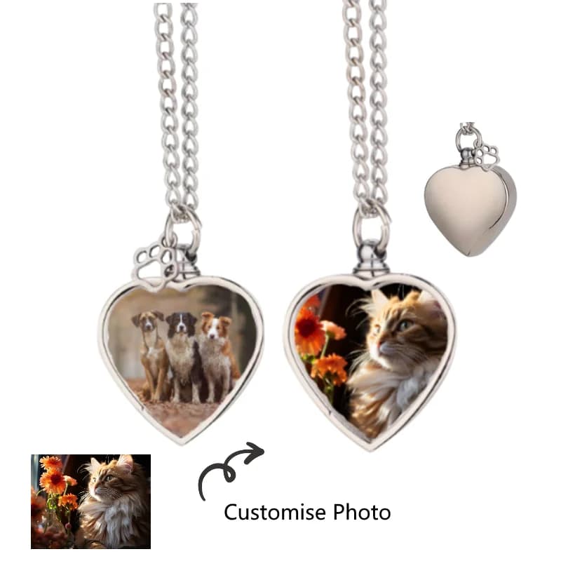 Necklace with personalized photo commemorative pendant, custom zinc alloy cream urn, DIY images to sublimation.