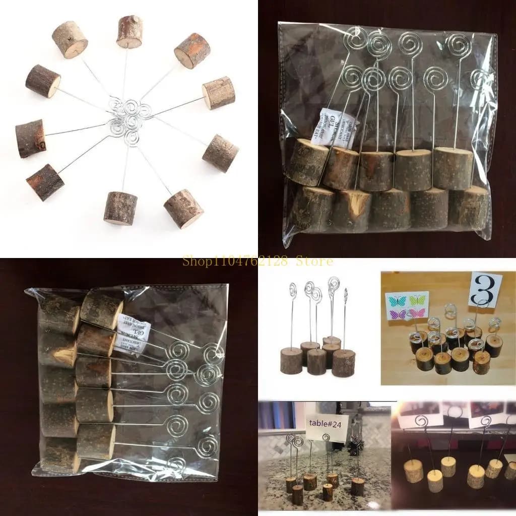10 pezzi clip per foto in legno rustico, memo, base per biglietti da visita, memo, scheda per cornici. migliore vendita