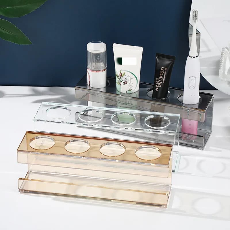 Toothbrush Holder, Transparent Crystal Glass Cup, Household Water Cup, Storage Rack, Bathroom Organizer, Toothbrush Storage Area