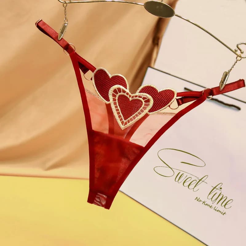 Perizoma giapponese femminile per ragazze Mutandine bidimensionali a forma di cuore carine traspiranti a vita bassa con cintura sottile regolabile