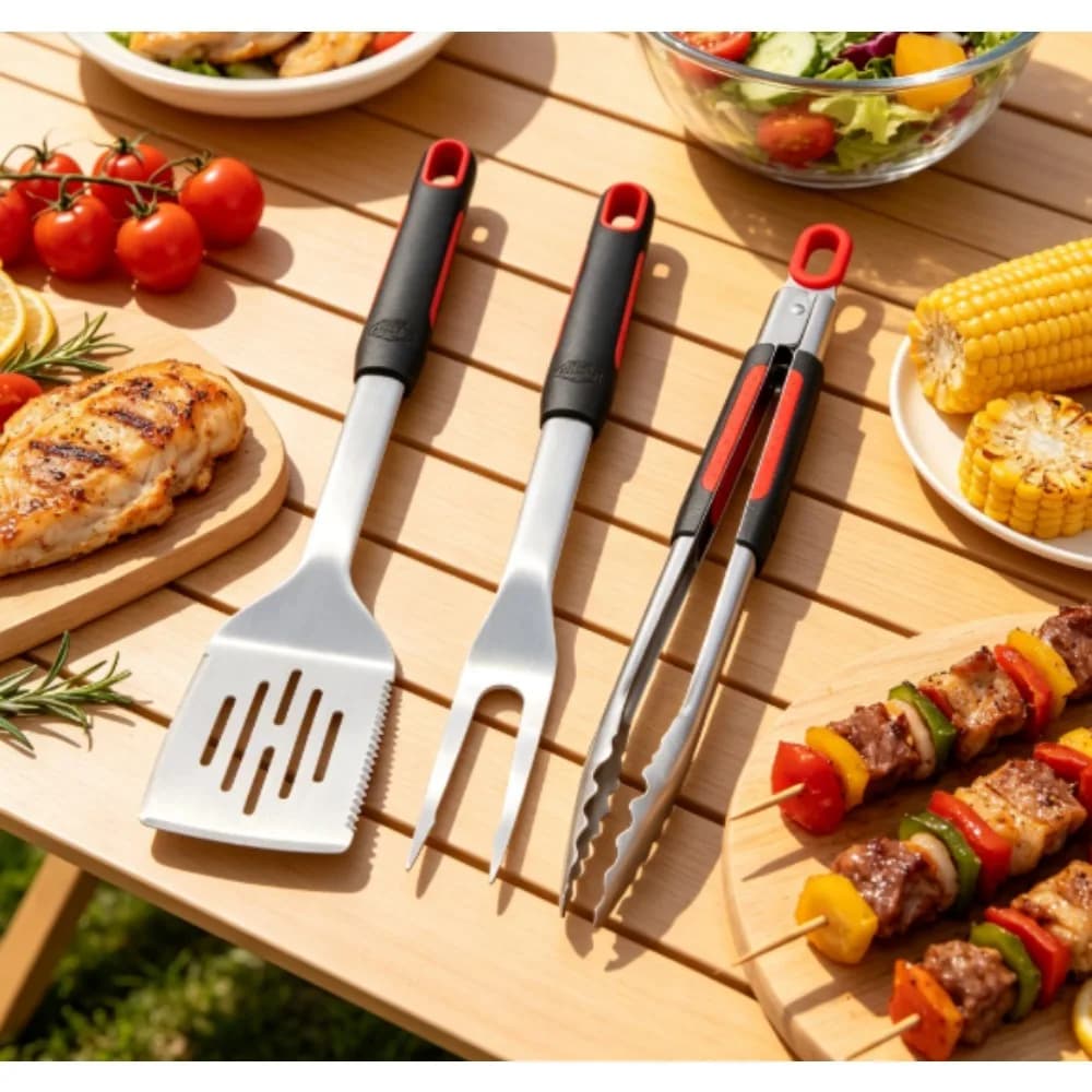 Professional barbecue accessories - barbecue tool set, 3-piece set of stainless steel barbecue utensils