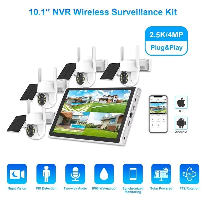 Telecamera CCTV Wifi LCD da 10,1 pollici wireless per sistema di telecamere di sicurezza CCTV a 8 telecamere con prezzo di fabbrica