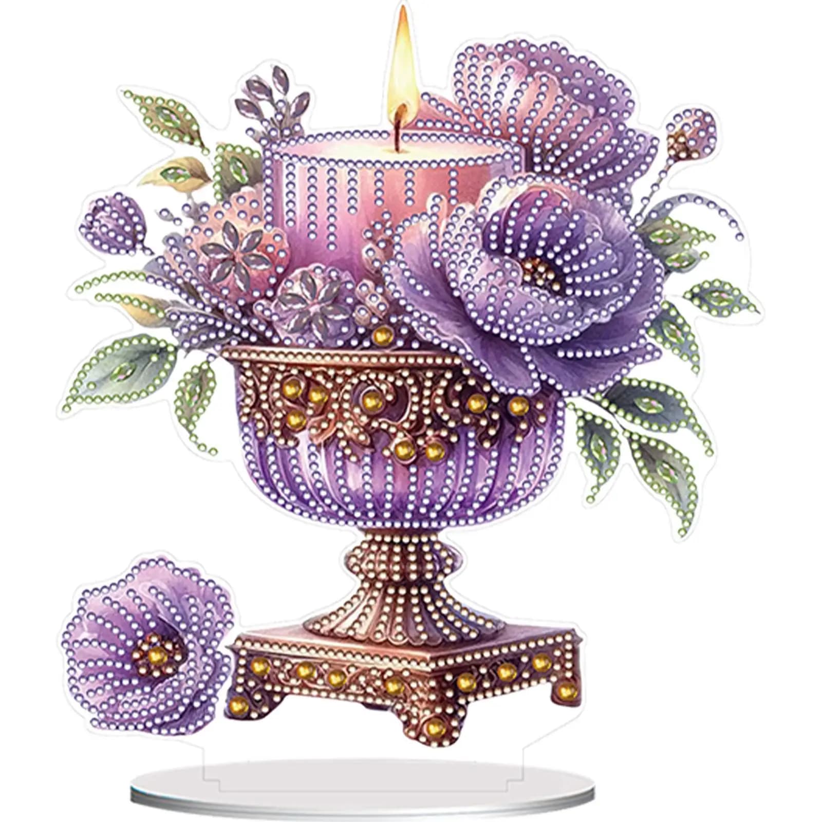 Kit di Ornamenti da Tavolo in Acrilico a Forma di Tulipano con Pittura Diamantata, Set per Arte Diamantata da Scrivania con Strass