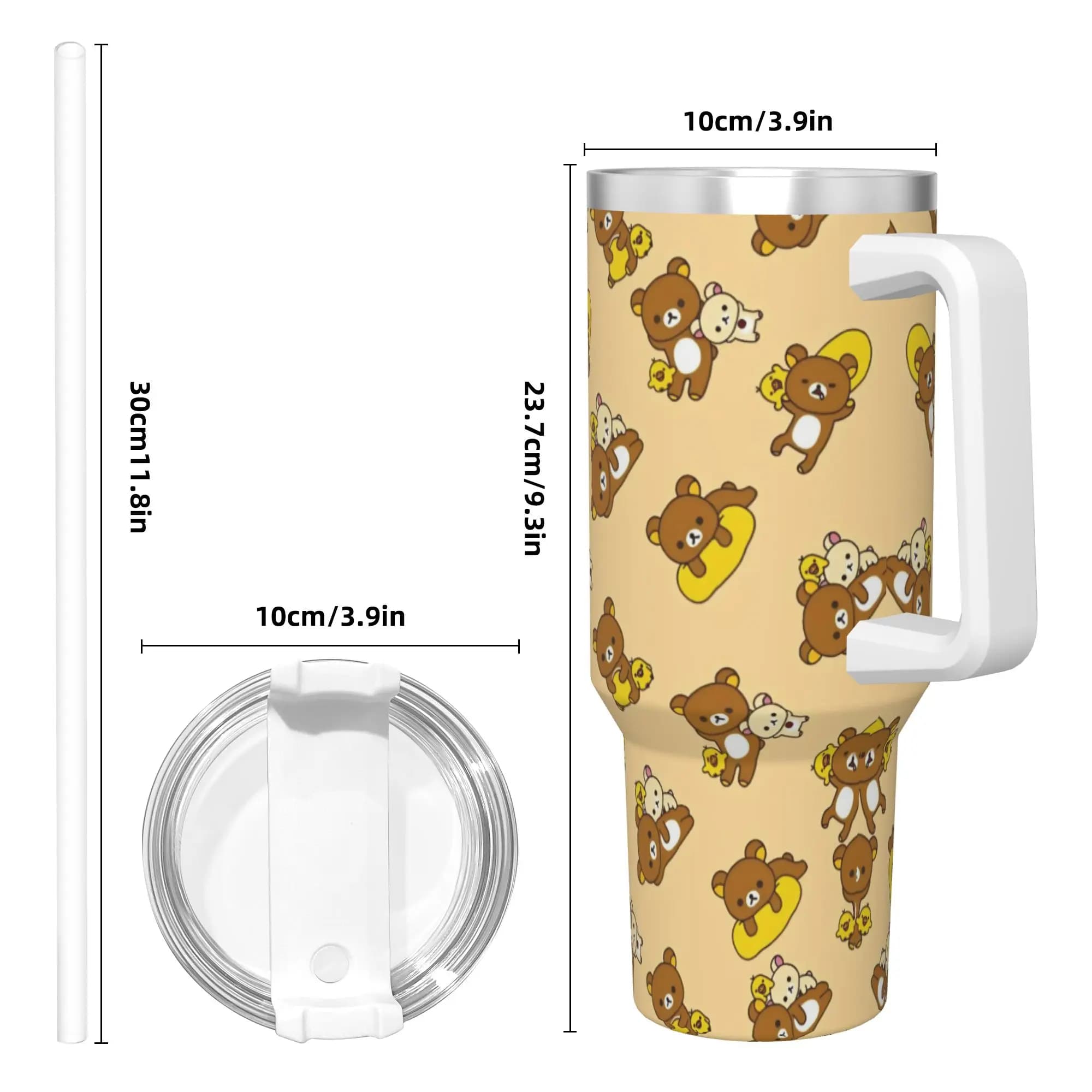Stainless Steel Glass Rilakkuma Korilakkumas Car Cups with Candles Hot and Cold Water Bottle from Beach Thermal Cup isolated from 40 ounces
