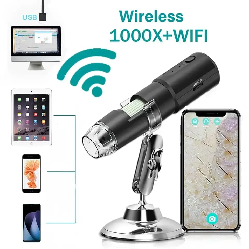 Microscopio digitale WiFi Dermatoscopio elettronico wireless Rilevamento del cuoio capelluto Lente d'ingrandimento dei pori Analizzatore della pelle del viso Macchina professionale